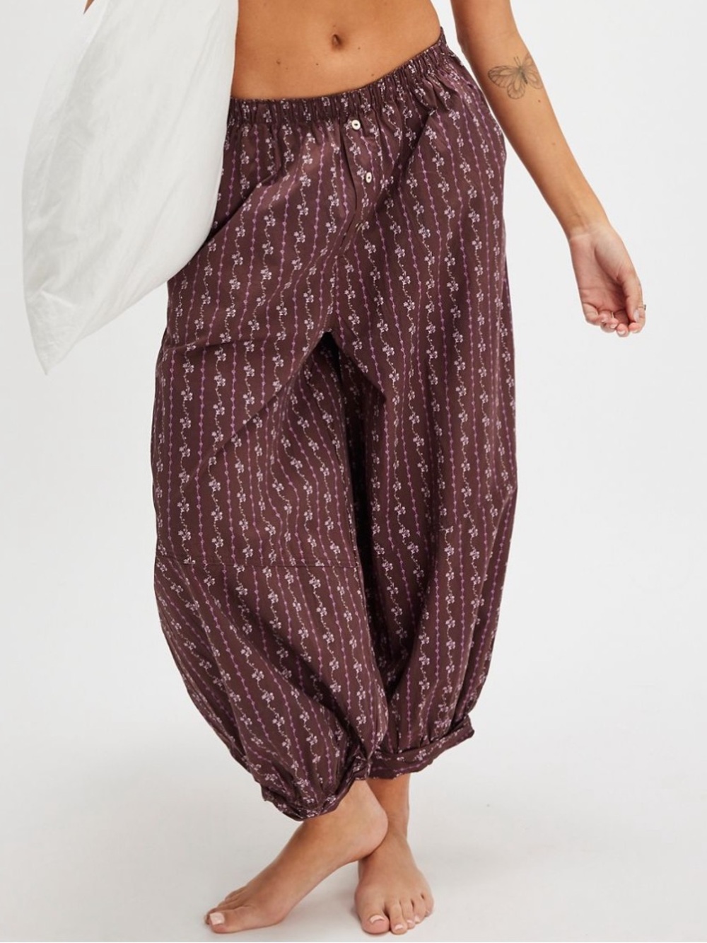 Free People Sunday Morning Lounge Pants Grape Combo